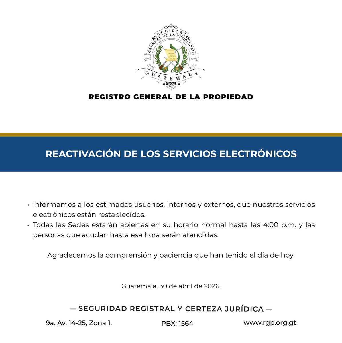 RGP_gt's tweet image. Aviso importante. 

#registro 
#rgp 
#guatemala