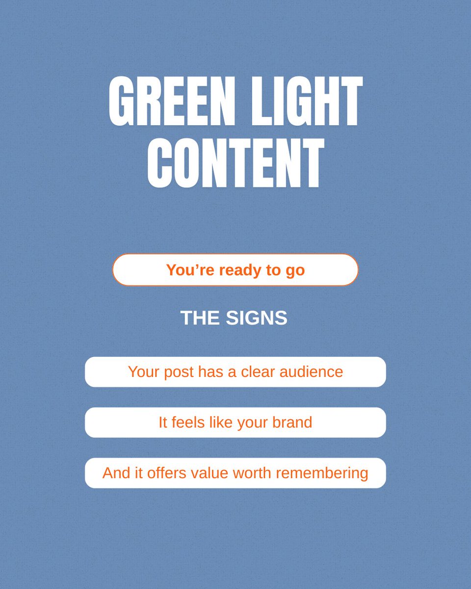 socialbuzzinguk's tweet image. Is your content ready to post? 🚦

🔴 No clear audience, off-brand and doesn't offer value
🟠 Clear audience, on-brand, but no value
🟢 Clear audience, on-brand and provides value

Not sure how to provide value? 👉 Enquire now

#socialmediagrowth #contentstrategy