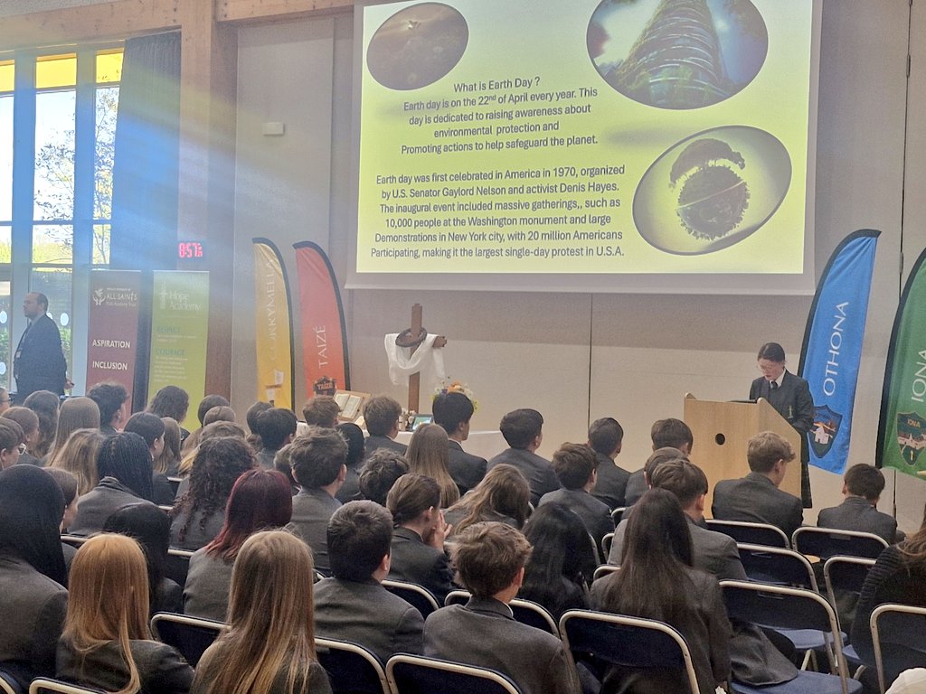 HopeChaplain's tweet photo. This week Mr Harding &amp; the Environment team have been leading Collective Worship, helping us reflect on how we can care for God's creation - Earth. Their insights have been truly inspiring, especially as students have shared their own passions &amp;  hopes for protecting our planet🙏 https://t.co/qwYBnzHpJj