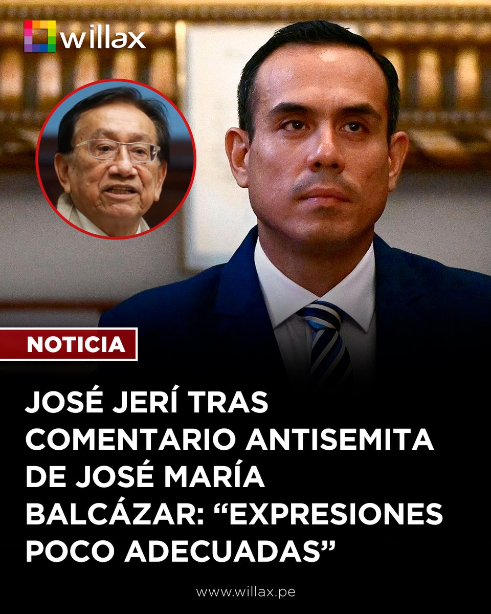 willaxtv's tweet image. #Noticia | El presidente José María Balcázar desata crisis diplomática tras culpar a la comunidad judía por la guerra en Alemania. José Jerí se pronunció al respecto.

Conoce más 👉 acortar.link/09h656
