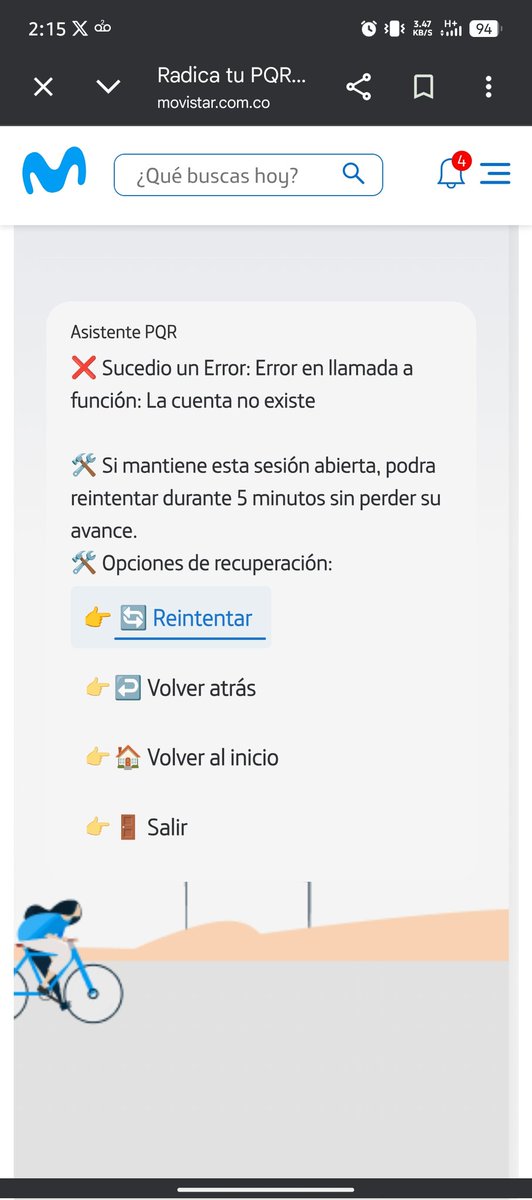 Egner_Rodriguez's tweet photo. .@MovistarCo desde el 18/04 solicité cancelación, me indujeron a error con un traslado que NO cumplieron (vencido hace días). Ahora sigo sin servicio y su web de PQR arroja error "La cuenta no existe". Exijo mi número CUN y cancelación inmediata. @sicsuper @CRCCol #Movistar https://t.co/DcNZVpoOKv