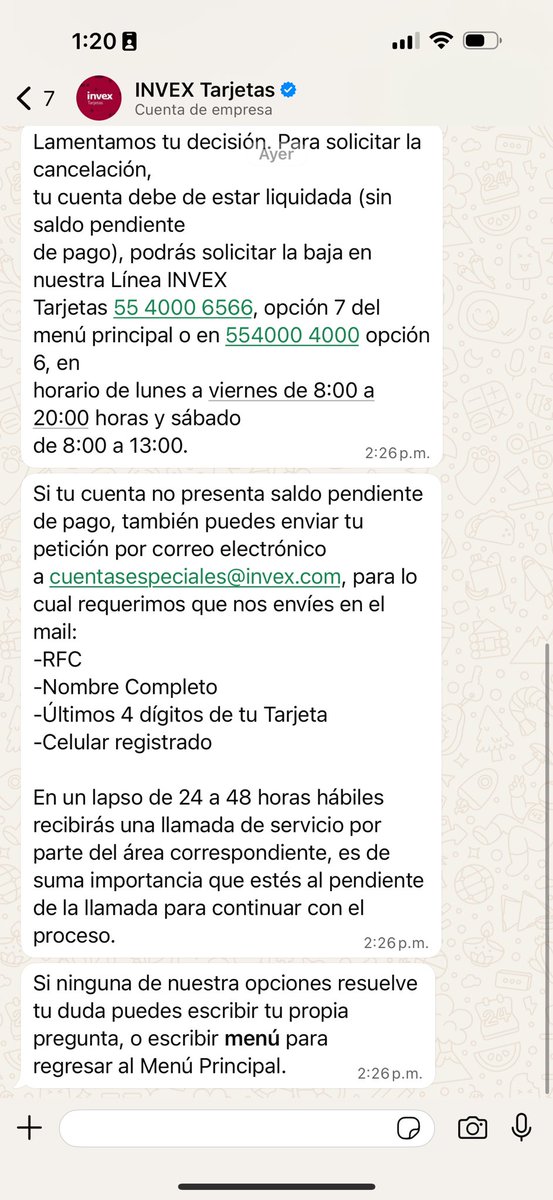 TorresCPau's tweet photo. @invextarjetas @invextarjetas no responden las llamadas, ya llevo 90 llamadas, y en WhatsApp no solucionan NADA https://t.co/b5f0CMv1Kk