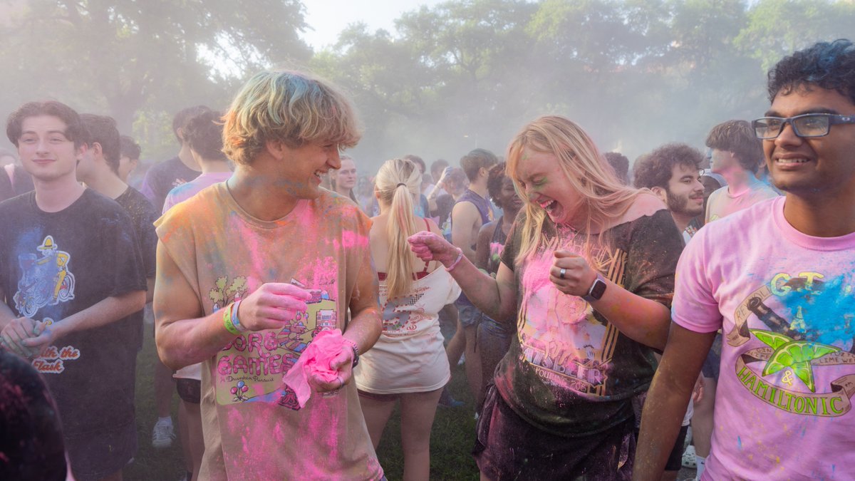 RiceAdmission's tweet photo. Every year Rice's 11 residential colleges fill thousands of balloons with water and prep colored powder for an epic battle, turning the campus into a living tie-dye masterpiece! https://t.co/qMqroc21s1