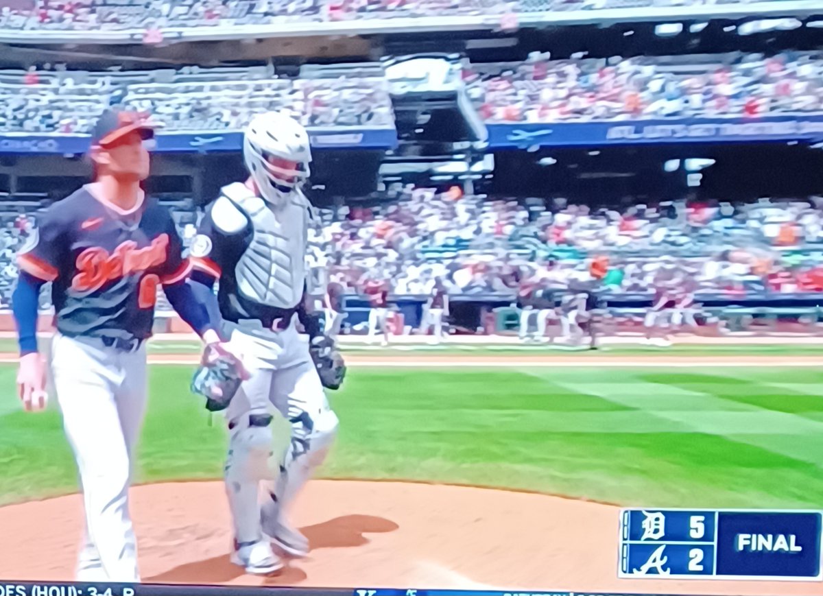 parkerandtheman's tweet image. ABS doesn`t lie!  Kyle Finnegan got the final out (1st save) on a K and #Tigers avoid a #Braves sweep in Atlanta.  Down 2-0 in the 6th, Detroit got next FIVE.  Torres and Vierling 3 hits each. Tigers (16-16) back UP the I-75 and will face the Texas #Rangers for 3 starting Friday