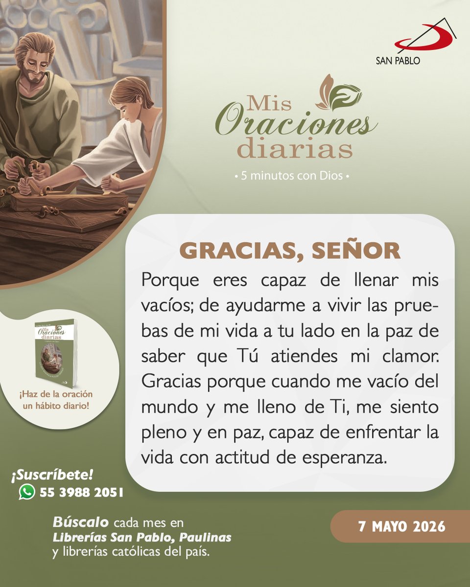 «Quiero saborear la alegría plena»

Adquiere cada mes el librito "Mis oraciones diarias, 5 minutos con Dios".

📍 Librerías San Pablo 
sanpablo.com.mx/nuestras-libre…
🌐 Librería Virtual
sanpablo.com.mx
❤️ Suscríbete con tu ejecutivo de ventas San Pablo

#SanPablo
