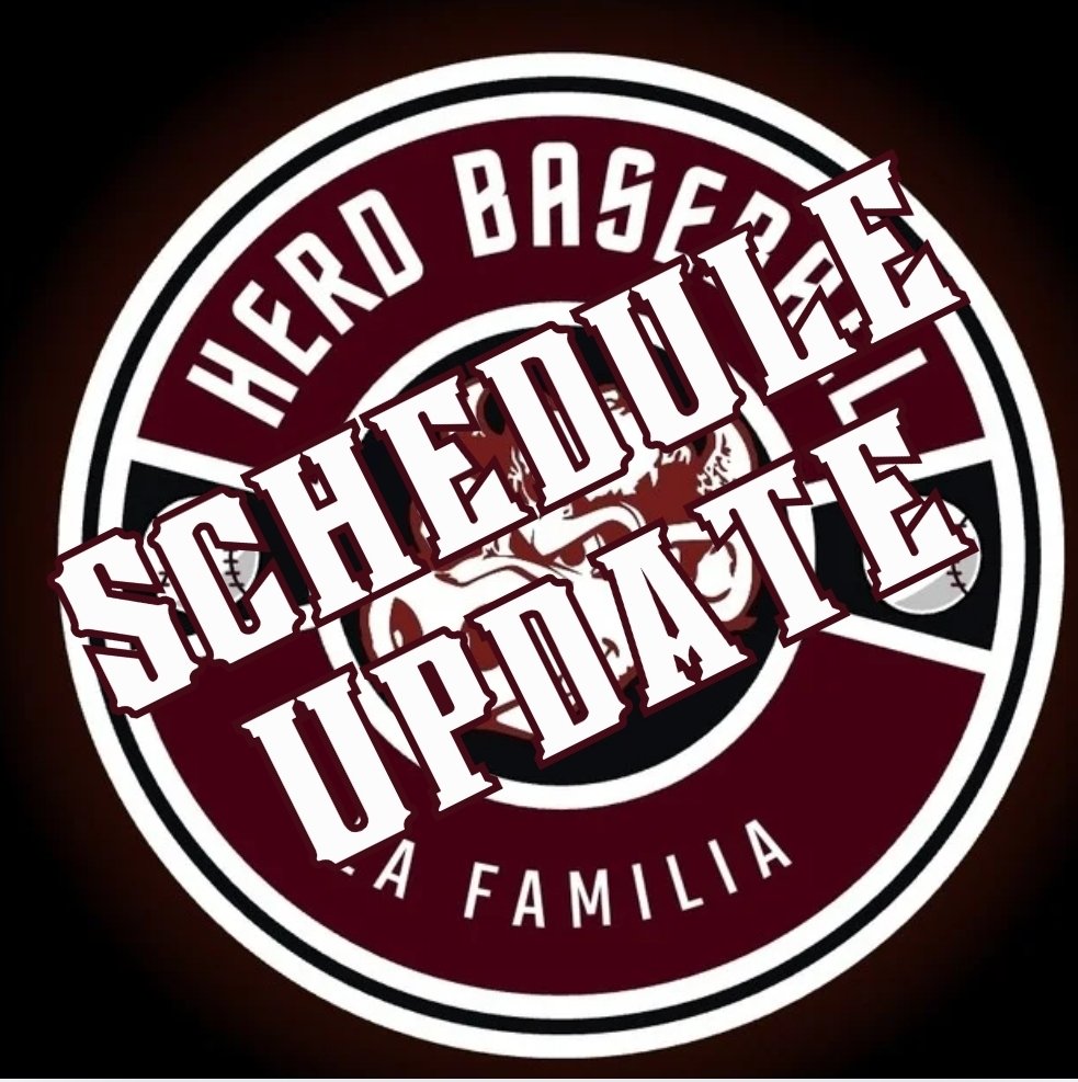 BaseballHerd's tweet photo. ⚾️⚾️SCHEDULE UPDATE⚾️⚾️
Game #2 has been moved back to 5:30 on Saturday 

#LaFamilia//#HerdNation//#RentsDue//#RiseAsOne https://t.co/AIjbQoyQFu