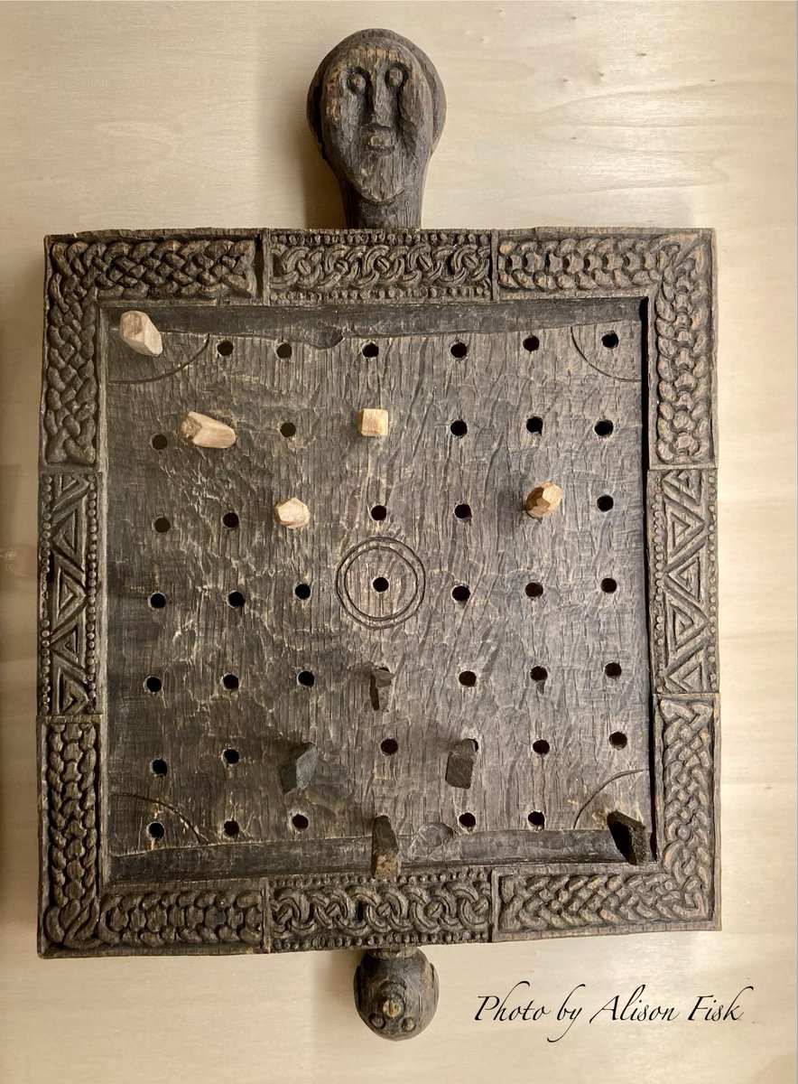 AlisonFisk's tweet image. Viking gaming board (replica), for the Viking war game ‘Hnefatafl’. 

The object of the game is to drive the King piece into one of the corners.

This replica is at Roskilde Viking Ship Museum, Denmark. 

📷 by me

#Archaeology