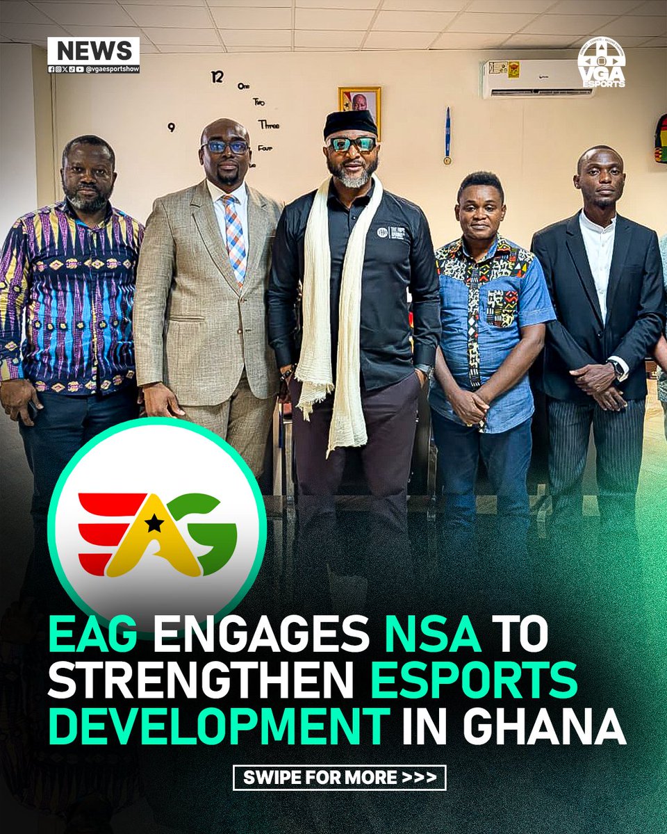 vgaesportshow's tweet photo. EAG 🤝 NSA❤️🇬🇭

The Esports Association, Ghana @esportsGhana meets with the National Sports Authority to strengthen collaboration and drive the future of Esports in Ghana 🇬🇭🎮 https://t.co/XwAjXudv4i