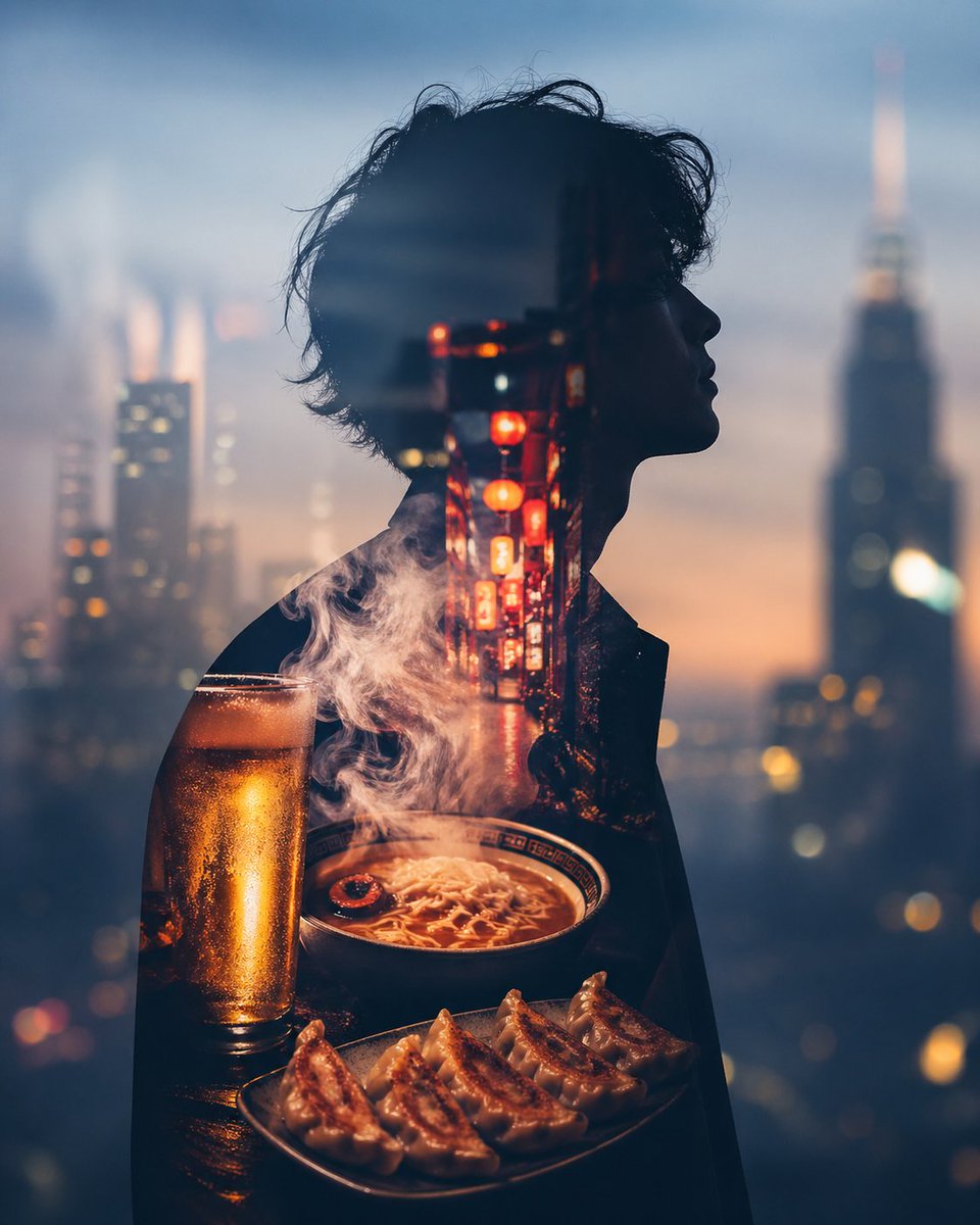 Double Exposure Urban Silhouette