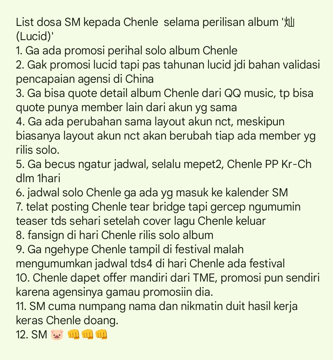Gak tau letak fav nya dimana.....

Capek dengar narasi 'anak favorite' padahal kenyataannya list 'dosa' agensi ke dia sudah sepanjang ini. Tolong buka mata, the mistreatment is real and documented. List ini baru sebagian kecil pula 😔🥲🥺