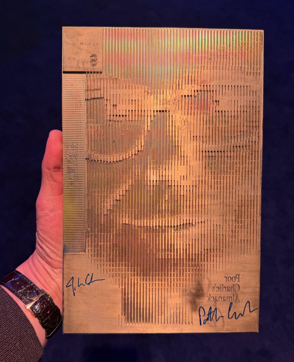 DylanAbruscato's tweet photo. The first-ever @stripepress printing plate, signed by @patrickc &amp; @collision https://t.co/EO5hOAZuNR