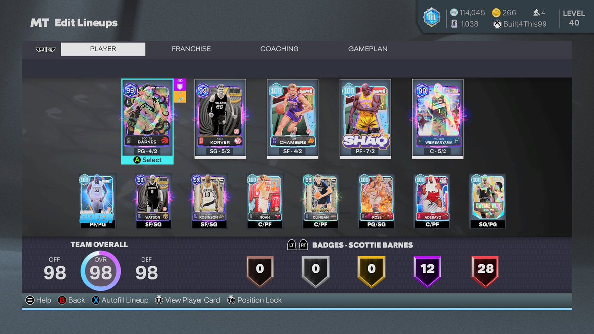 Pro Pass only squad upgrades this week even though I don’t play much lately; 

- Bought Scottie with 23 legends and put 5 more on him✅

- Got Noah from the festival✅

- Korver from the festival✅ 

- Glenn Robinson from the festival 99+ pack✅

- Watson from the festival✅