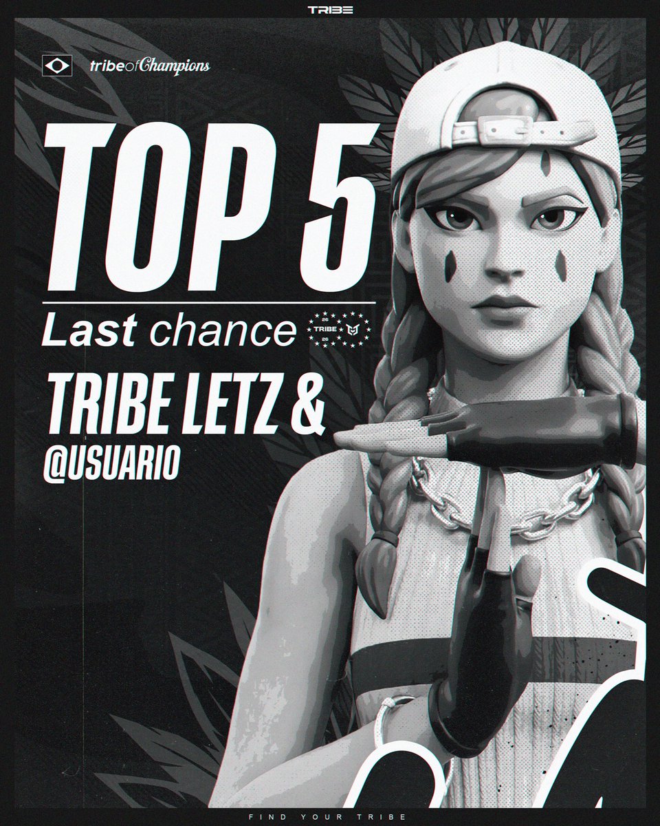 teamtribegg's tweet photo. Top 5 na Last Chance Qualifier!
Ficamos por aqui na FNCS Major 1, com uma atuação impressionante do Letz, que tem tudo para terminar 2026 com muitas conquistas. Parabéns pelo resultado! #FindYourTribe 🏹 https://t.co/SbL0dLRzw4