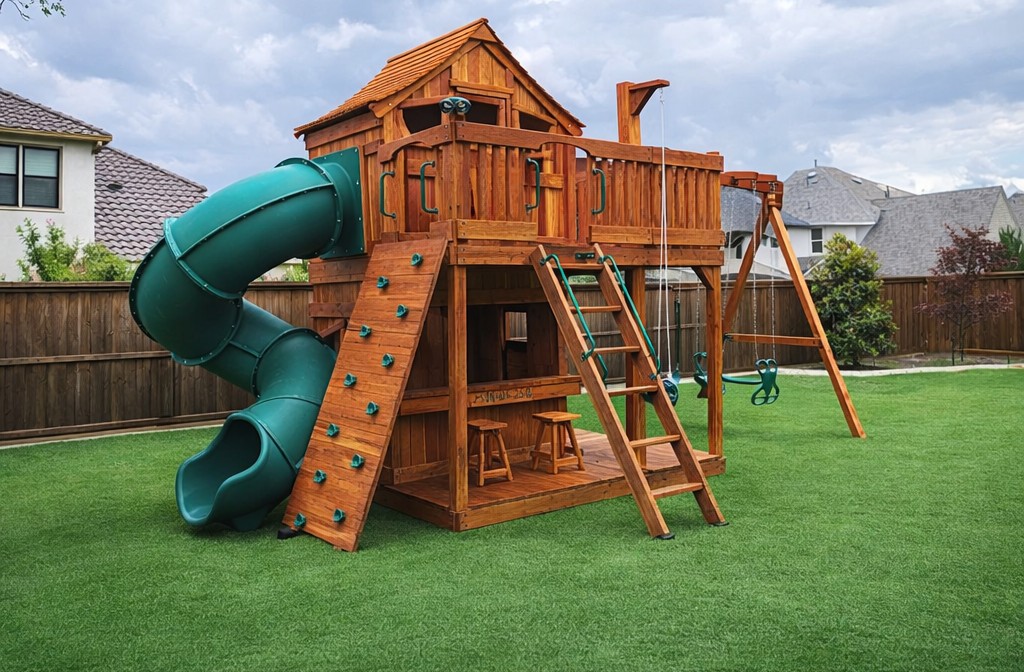 MyBackyardFun's tweet image. Fort Stockton playsets - tree house and clubhouse all in one! #moms #outdoorplay #raisingkids