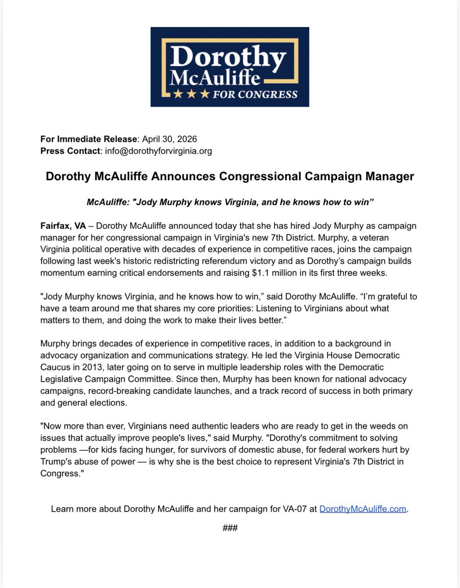 Dorothy McAuliffe tweet media