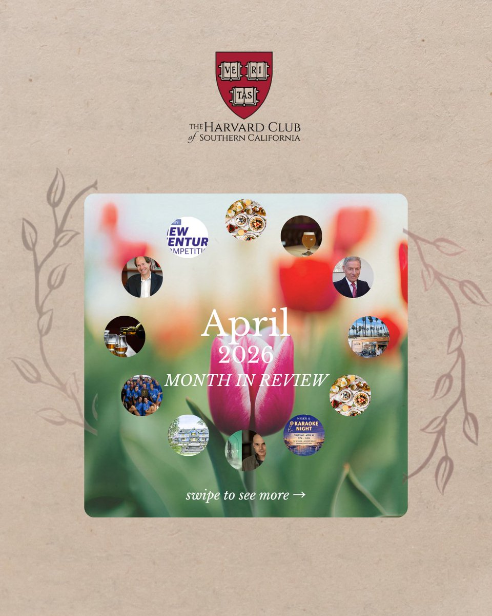 HarvardSoCal's tweet photo. April was a fantastic month for the Club and there was something for everyone. Participants had a LOT to choose from: Food, drink, books, sports, architecture and business!

For May, we have 11 events planned so far.... Join us at one or more of them!

#connections #membership https://t.co/z3R21F7ZAr