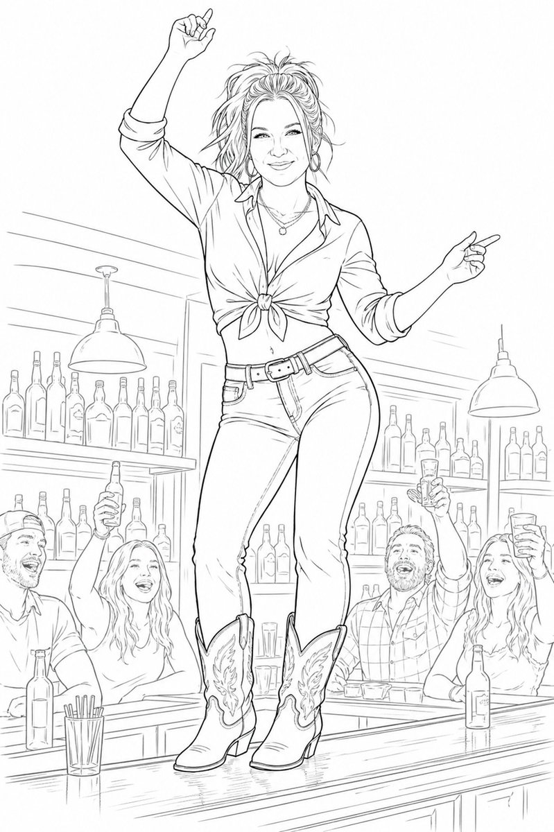 FunKatComix's tweet image. The first of some Thirsty Thursday FunKat dancing for cocktails art. Bar top in this one! Yee-haw! Thanks to @penthesword for getting involved 💖#thirstythursday #dancing #drinks