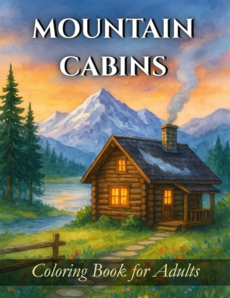 MESSAI_Bill's tweet image. Mountain Cabins Coloring Book for Adults:[a.co/d/05xpoirP]. Peaceful #Retreats in #Nature for Relaxation and #StressRelief