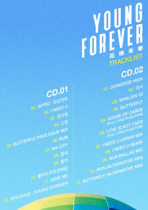 In honor of its 10th anniversary, post your most favorite songs from The Most Beautiful Moment in Life: Young Forever by BTS.