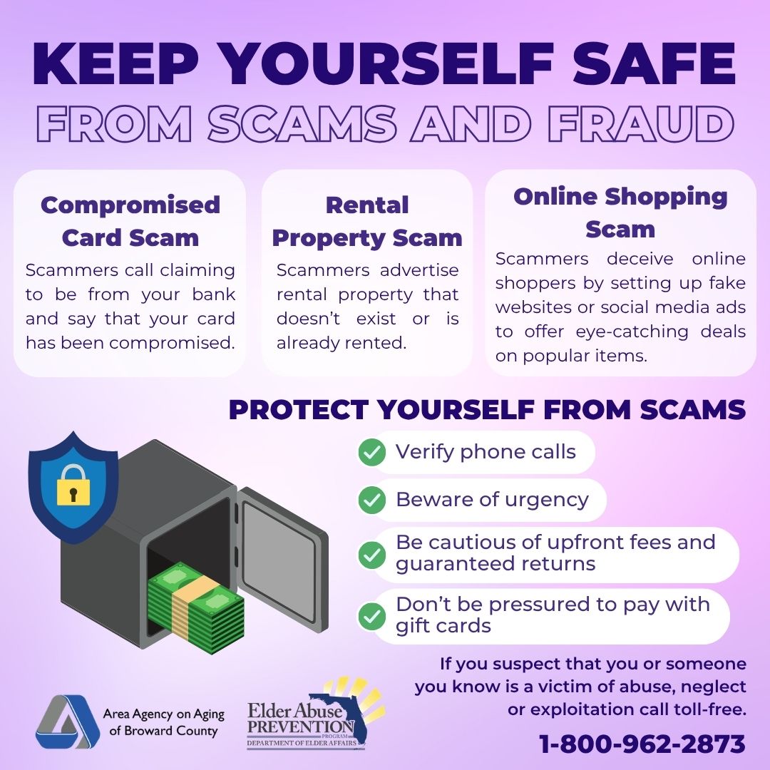 AAgencyonaging's tweet image. 🚨 Stay Alert, Stay Safe! 🚨
Seniors are often targeted by fraudsters through Compromised Card Scams, Fake Rentals, and Online Shopping Tricks. Let’s protect our loved ones, talk about the risks, share the signs, and stay informed.💙✨ #PreventElderAbuse #ElderCare