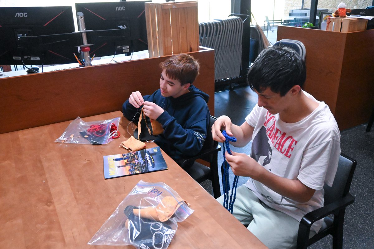 ICSMilwaukee's tweet photo. Students are having a wonderful time in the Moccasin Making Elective! Enjoy these photos as they build skills and create their own moccasins through hands-on learning. #ICSEagles https://t.co/AZS1kINzQl