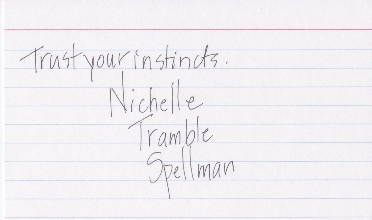 "Trust your instincts."
-Nichelle Tramble Spellman

Truth Be Told (2019), The Good Wife (2009) and Justified (2010)

<a href="/austinfilmfest/">Austin Film Festival</a> 10-25-19

Nichelle Tramble Spellman - Wikipedia 
imdb.com/name/nm2838492/?
instagram.com/explore/tags/n… 
tumblr.com/search/NTrambl…
pinterest.com/search/pins/?q…