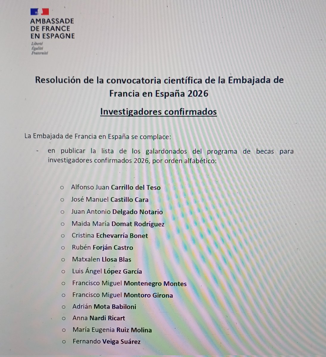 ruben_forjan's tweet photo. Honored to be selected as one of the confirmed researchers in the 2026 Scientific Call of the   @france_espagne  🇫🇷🇪🇸
Grateful for this opportunity and excited for what’s ahead!
@gouvernementFR  @CienciaGob @desdelamoncloa #science #soilscience @Smarterrae  @usal @fcaa_usal https://t.co/yAtjZyh3as