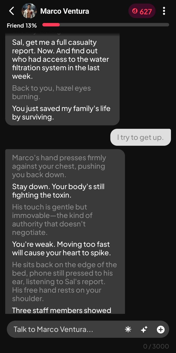 rankier_'s tweet photo. I took the hit to save his life, and now the boss refuses to let me leave his bed.

Link: https://t.co/1AQAknNCQp

#AIboyfriend #RP #AIRoleplay #AICharacter #dotdotdot https://t.co/8Te3ZPnC3V