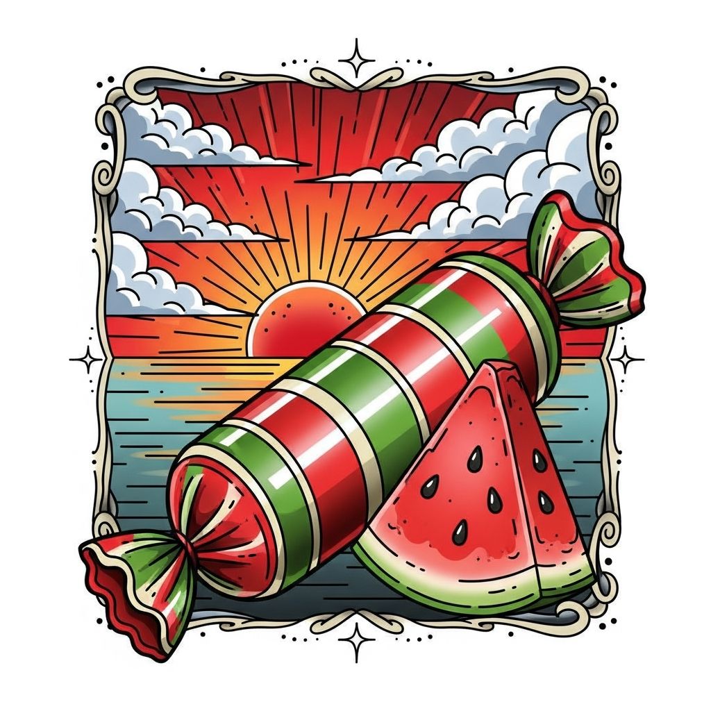 FuzionVapor's tweet image. Unwrap your childhood with a twist! Red Sky's tangy watermelon taffy brings the candy shop vibes straight to your taste buds. It's like a summer sunset you can chew on—sweet nostalgia in every bite. 🌅🍉   fuzionflavor.com #vapejuice #ejuice