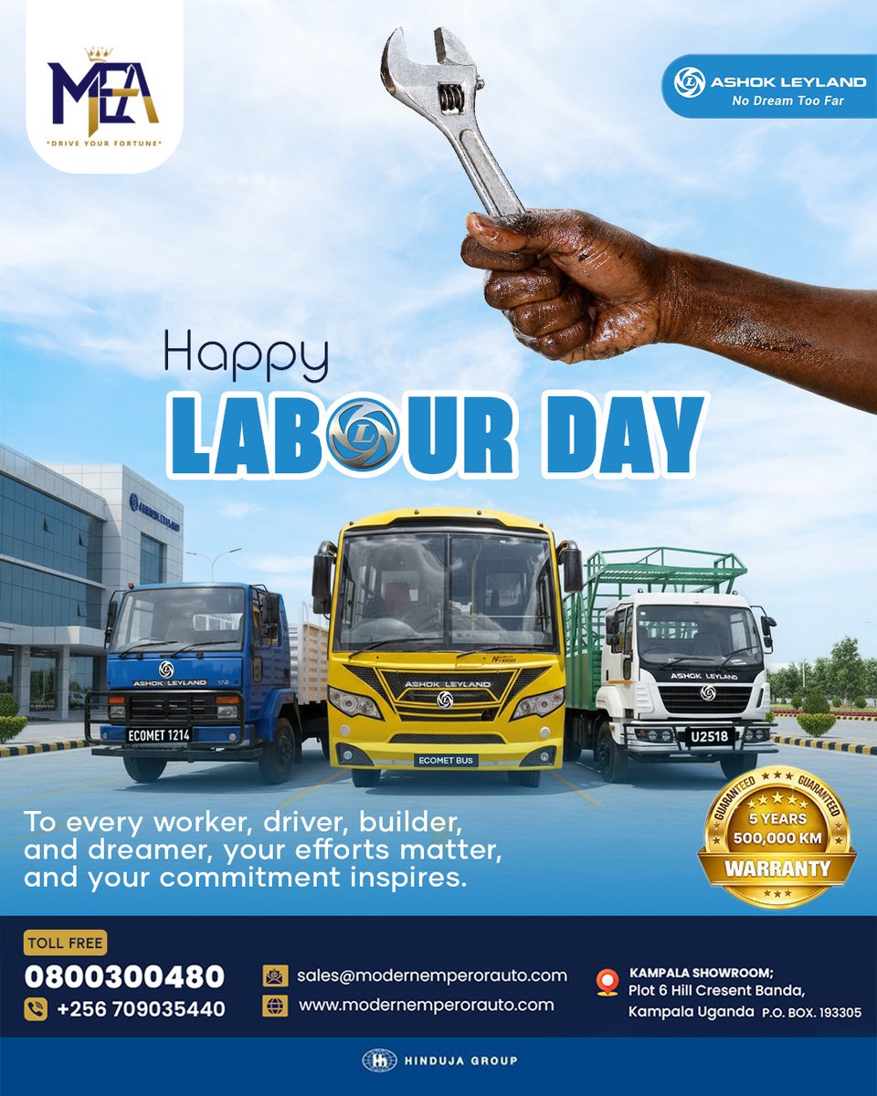 modernautoug's tweet image. Happy Labour Day
To every worker, driver, builder, and dreamer, your hard work makes a difference. Your dedication inspires progress every day.

#HardWork #Dedication #KeepMovingForward #ashokleyland