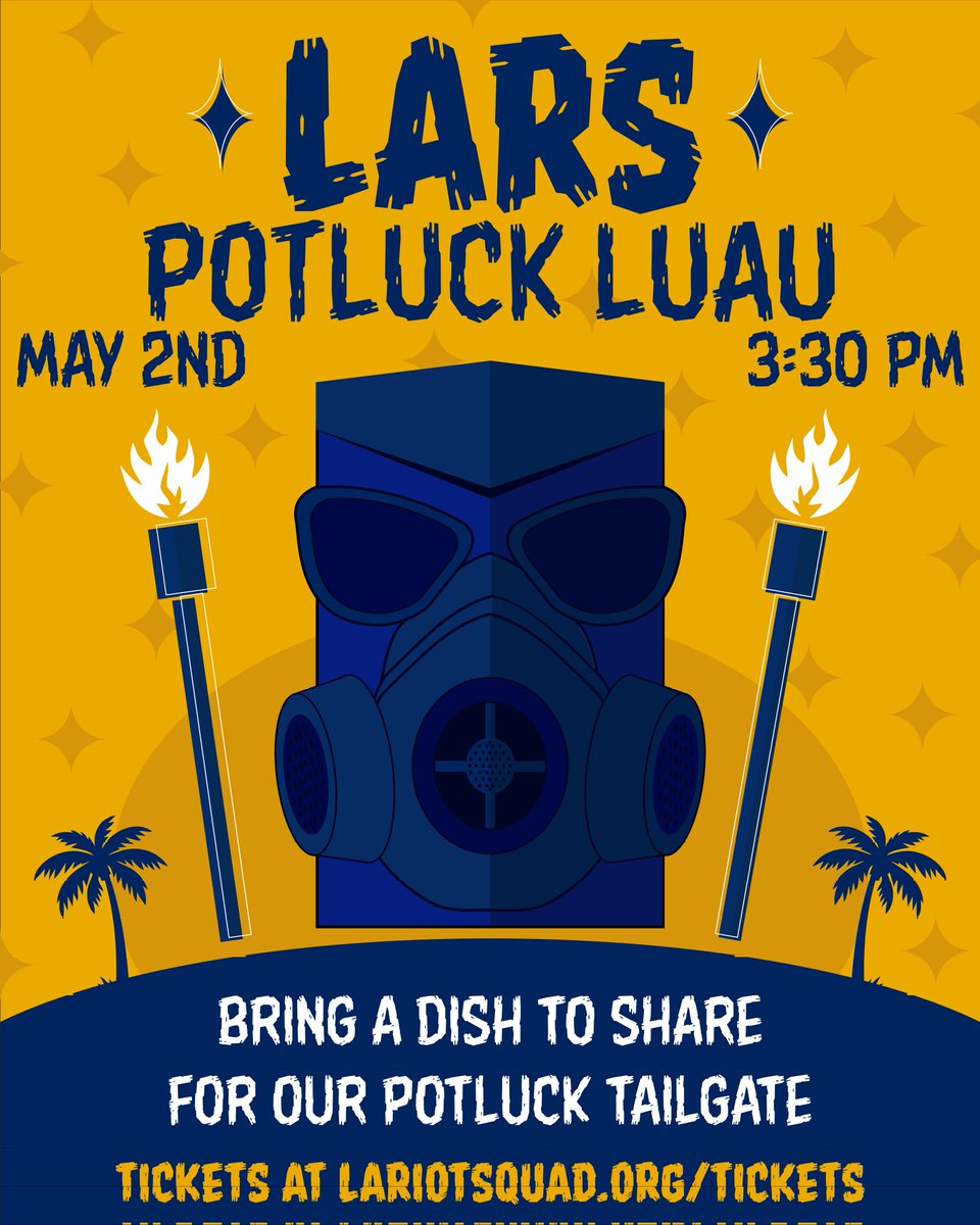 LARiotSquad's tweet photo. This Saturday we're hosting our potluck luau tailgate! 

We'll be kicking off at 3:30pm so come enjoy the vibes and food. Bring a dish to share with the Squad as we prepare to sing and drink in the stands. See ya there! https://t.co/cyGvYovMSx