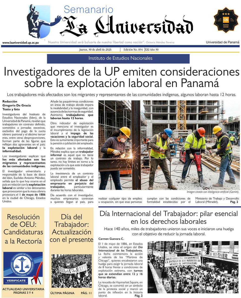 ChepoUp's tweet photo. Semanario UP
En esta edición, sobresalen temas acerca de la violación a los derechos de los trabajadores en contexto con el 1 de mayo, y detalles de la Resolución emitida por el Organismo Electoral Universitario y otros temas de interés.
Acceder aquí:
https://t.co/FlLKcN2lNO https://t.co/dGIX9EZ2YE
