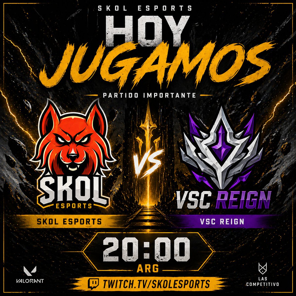 Skol__Esports's tweet photo. Se viene otro.
Hoy SKOL Esports sale a jugar.
vs VSC REIGN 👀
No es solo un partido.
Es una prueba.
🕗 20:00 (ARG)
¿Quién se lo lleva? 👇
#GoSkol #Valorant #Esports #ValorantLATAM #ValorantLAS #Gaming #MatchDay #Competitive https://t.co/yWZqR35LCX