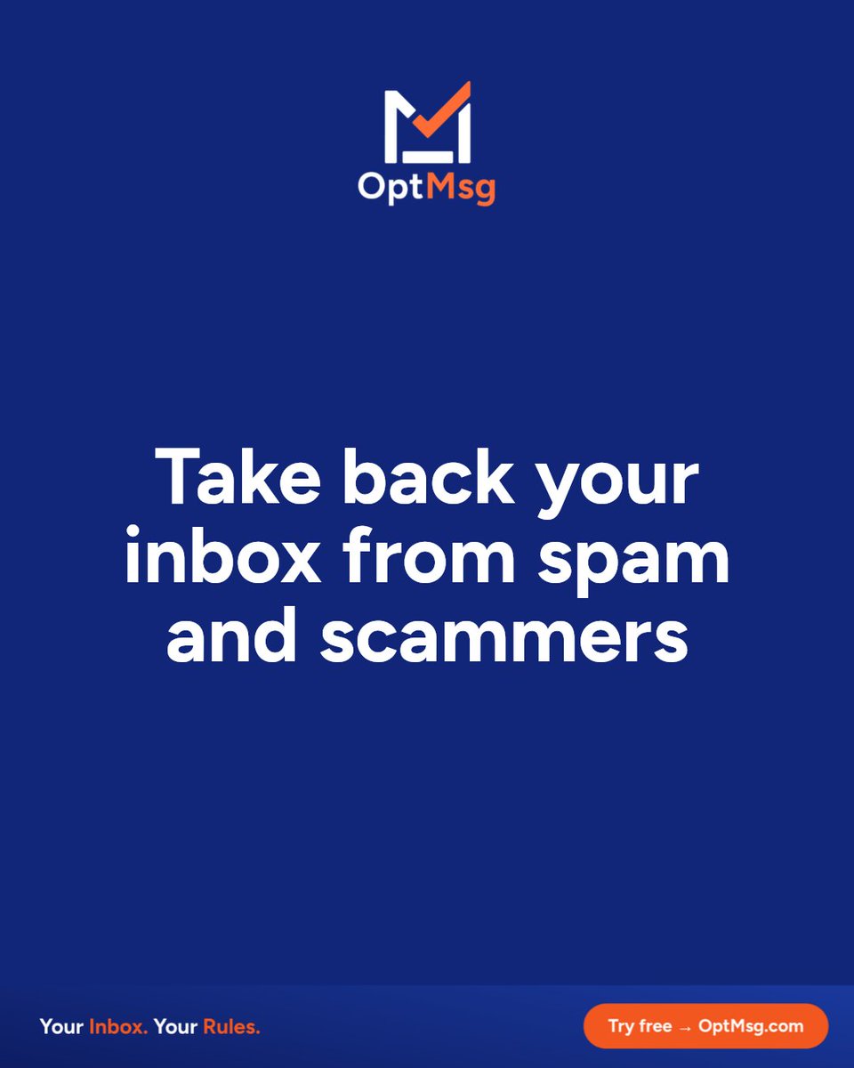 OptMsg's tweet photo. Tired of spam controlling your inbox? Email should be about control, not exposure. Opt-in only lets trusted contacts reach you—no scammers, no ads, no data selling. Take back your inbox and your privacy. #OptMsg https://t.co/cQha1KCTyq