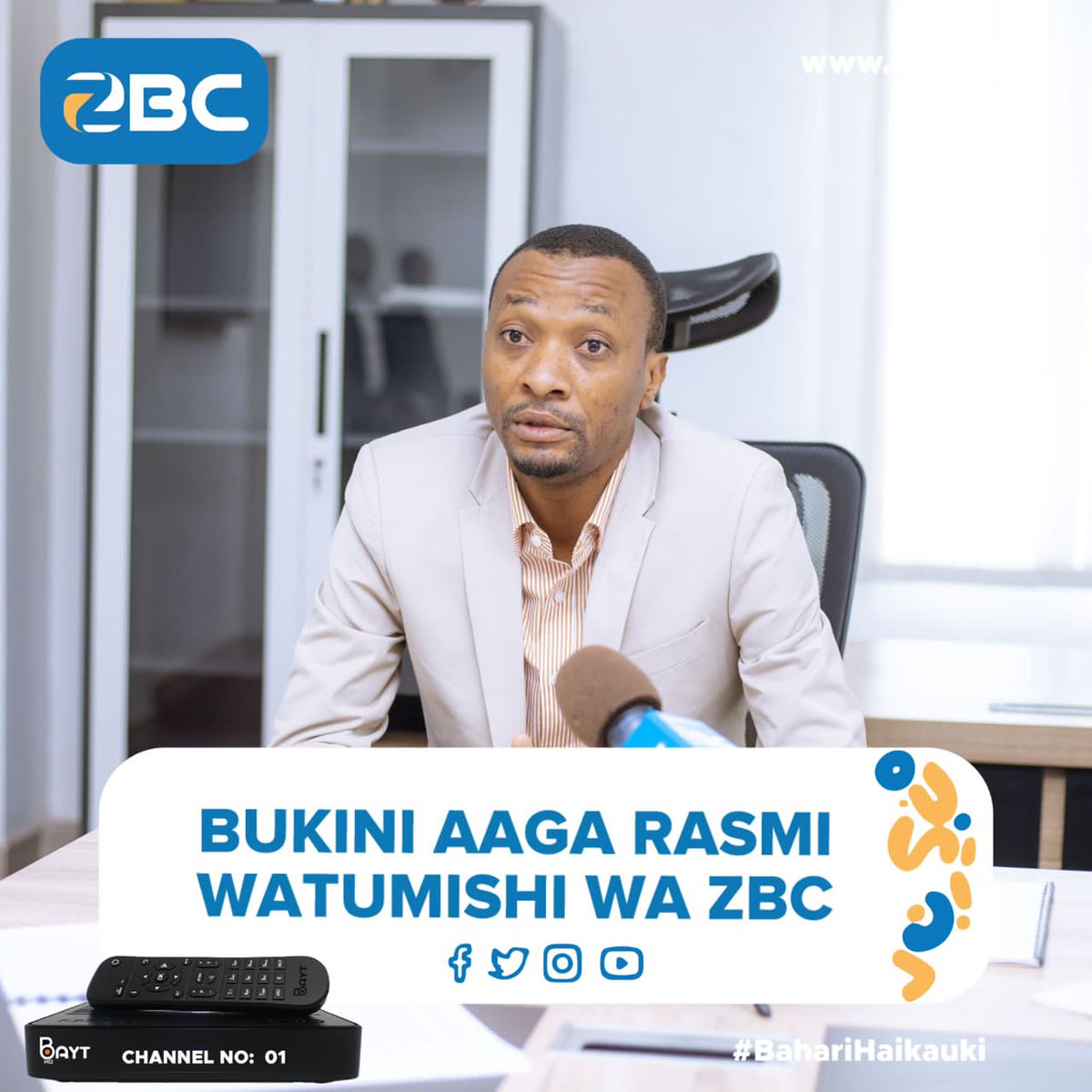 zbc_zanzibar's tweet photo. Aliyekuwa Mkurugenzi Mkuu wa Shirika la Utangazaji Zanzibar (ZBC), Ramadhani Bukini, leo Aprili 29, 2026 ameaga rasmi watumishi wa shirika hilo kufuatia kumalizika kwa muda wake wa uongozi.#ZBCUpdates https://t.co/fSy8biAHTa