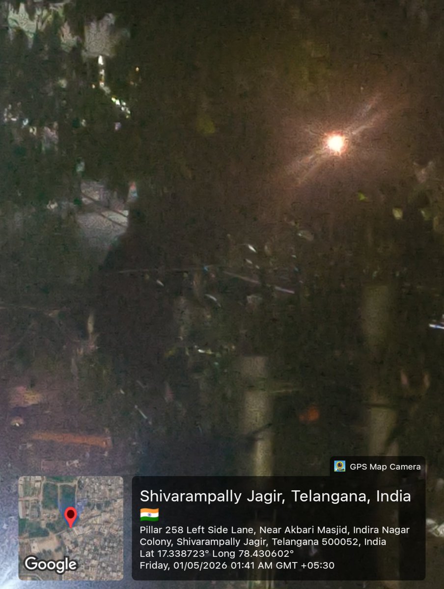 ghouse970's tweet photo. @GHMCOnline 
🚨🚨 Street lights on iron poles not working for 2 months on main Nala road, Shivarampally Jagir near Akbari Masjid, Pillar 258. Area is dark &amp; unsafe.
Request @GHMCOnline to fix urgently. #Hyderabad #StreetLightIssue https://t.co/1z0CtueZ25