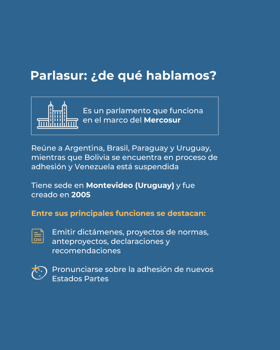 InfoDINE's tweet photo. Desde DINE te contamos:

📌 ¿Qué son los parlamentarios del Mercosur?

🌎 ¿Cuáles son sus funciones?

🗳️ ¿Cómo son elegidos en el resto de los países del bloque?

📊 ¿Qué propone el proyecto de ley? https://t.co/EyXm7YhW9Z