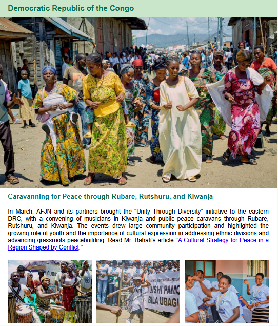 AFJN_DC's tweet photo. Read the April 2026 AFJN eBulletin.  We have been working hard in the US and Africa on justice for immigrants, peacebuilding, skills training for girls, and sustainable farming (to name a few). https://t.co/UaasCTofKX or https://t.co/cVVrUDbFot https://t.co/v5ne1ljyJx
