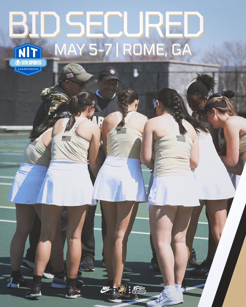 ArmyWP_WTennis's tweet photo. Let's keep playing! 🎾

We're excited to announce that we have accepted a bid to the UTR NIT Championships in Rome, GA!

We'll take on North Alabama in the quarterfinals on May 5! https://t.co/hrhKTfaOVE