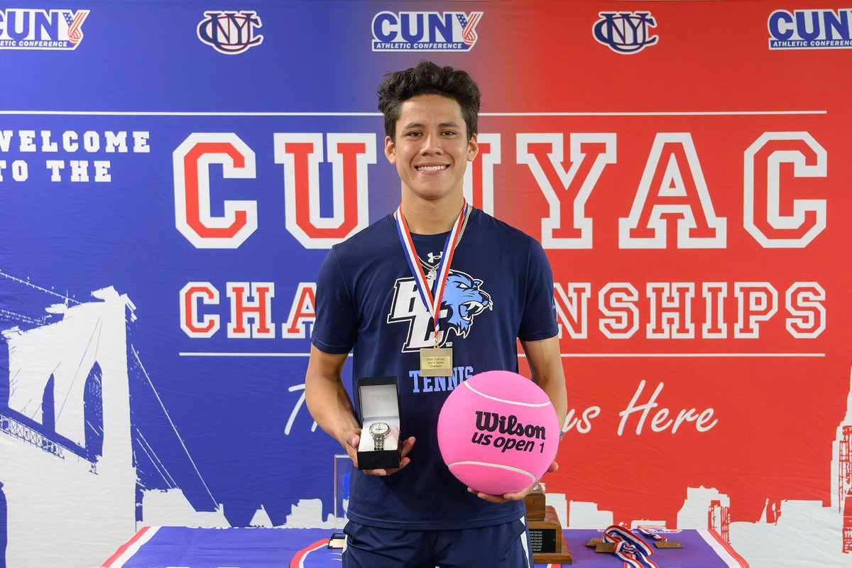 CUNYAC's tweet image. Top-Seeded @BaruchAthletics Wins Eighth Straight CUNYAC Men's Tennis Championship

Baruch's Juan Mendoza named MVP for the second straight year.

cunyathletics.com/news/2026/4/30…

#d3tennis #TheCityPlaysHere #CUNYchamps