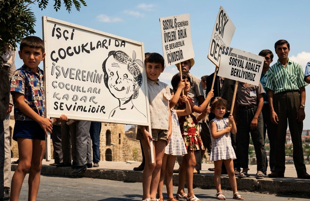 1976 1 Mayıs'ından bir kare:

"İşçi çocukları da işverenin çocukları kadar sevimlidir."