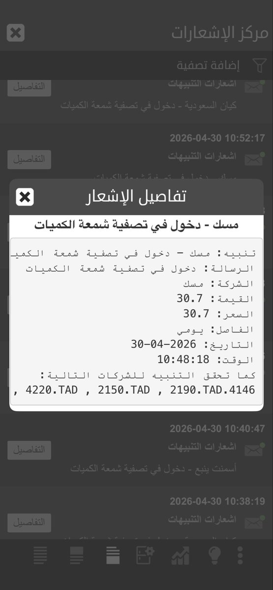 abdalkader9801's tweet photo. *برمجة و تدريب منصات تكرتشارات مع خدمة الميتاستوك لتحديد الأهداف والباحث الآلي*

  *للتحليل الفني الآلي بالسوق السعودي و الأمريكي الأسهم الشرعية*
*تصفية الدعم اليومي و  الكميات*
#جاز
#سيسكو
#صناعات
#المنجم
#المتقدمة
#عطاء
#مبكو
#مسك
#الخزف_السعودي
#الدريس https://t.co/yZYgtUukpz
