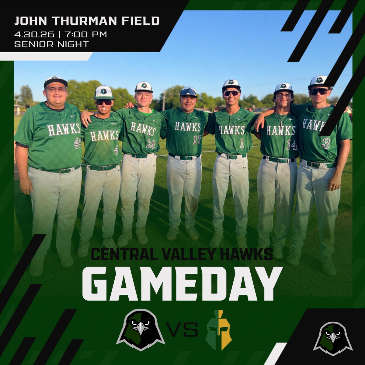 CVHawksBaseball's tweet photo. GAMEDAY! Final game of the year will feature Senior Night Under the Lights at John Thurman Field! 7pm start time. Come out and support your League Champion Hawks in the final regular season game of the year!
#GoHawks #DirtyBirds #ValleyTough https://t.co/yrrAxjErwJ