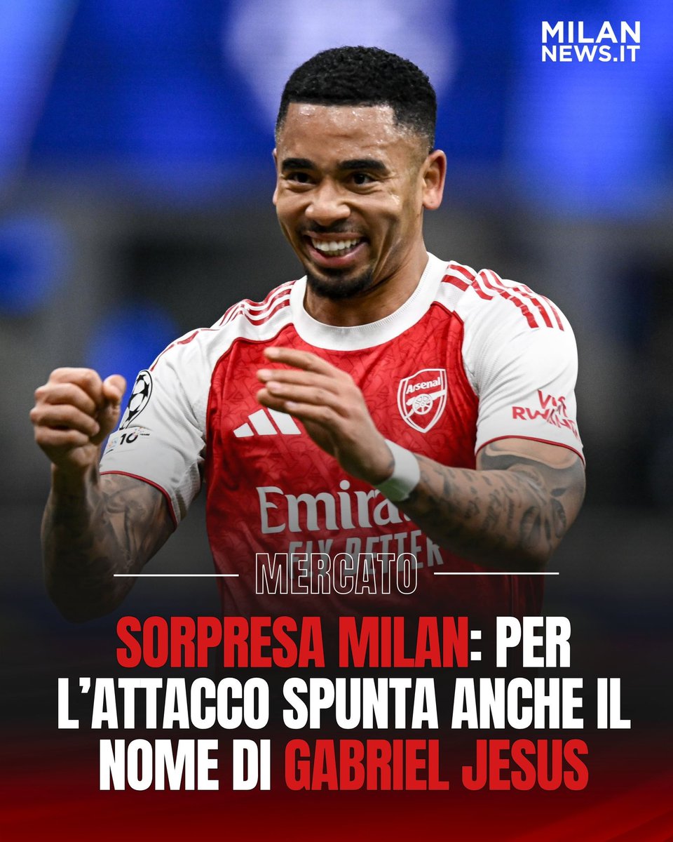 MilanNewsit's tweet image. 🇧🇷👀𝗚𝗔𝗕𝗥𝗜𝗘𝗟 𝗝𝗘𝗦𝗨𝗦 𝗡𝗘𝗟 𝗠𝗜𝗥𝗜𝗡𝗢

Nome nuovo per l’attacco del #Milan. Stando quanto riportato dal collega Gianluca Di Marzio, il club rossonero avrebbe comunicato a valutare anche il profilo di Gabriel #Jesus come nuovo numero 9.