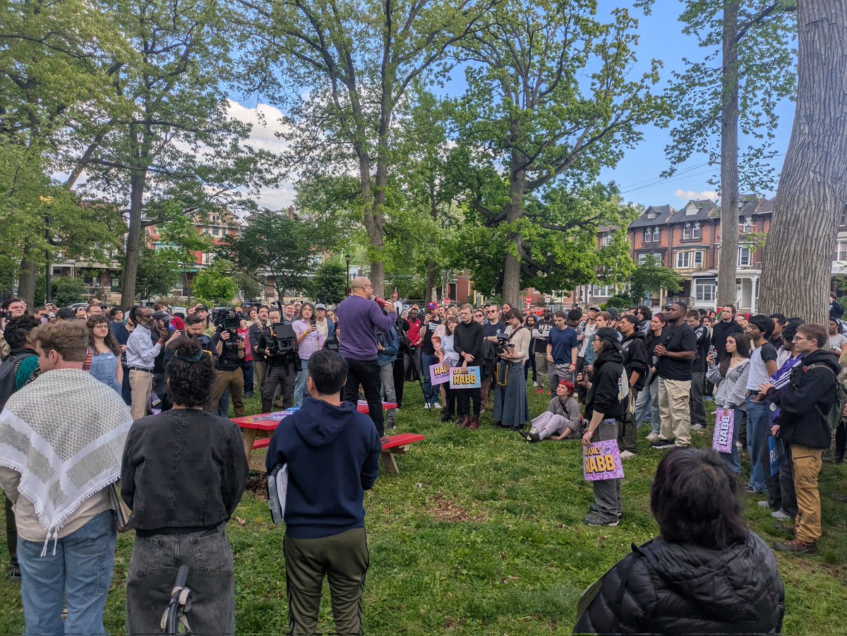 .<a href="/chrisrabb/">Chris Rabb</a> rallying a massive crowd of 200+ canvassers in Philadelphia today.

The Rabb-mentum is real.