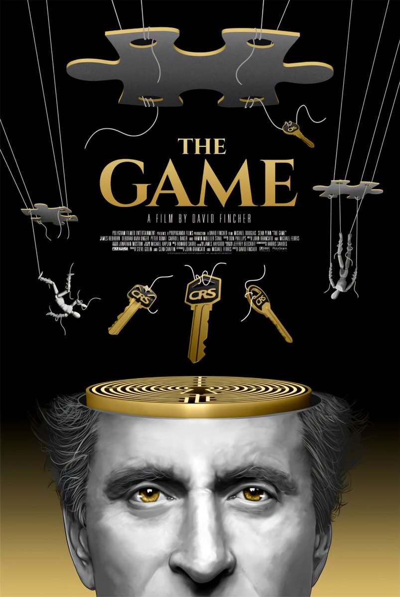 britmedia2000's tweet image. The Game 
(1997)

After a wealthy banker is given an opportunity to participate in a mysterious game, his life is turned upside down

REF: PHX/THEGAME97/POSTERART/010 #PosterArt 
#TheGame1997