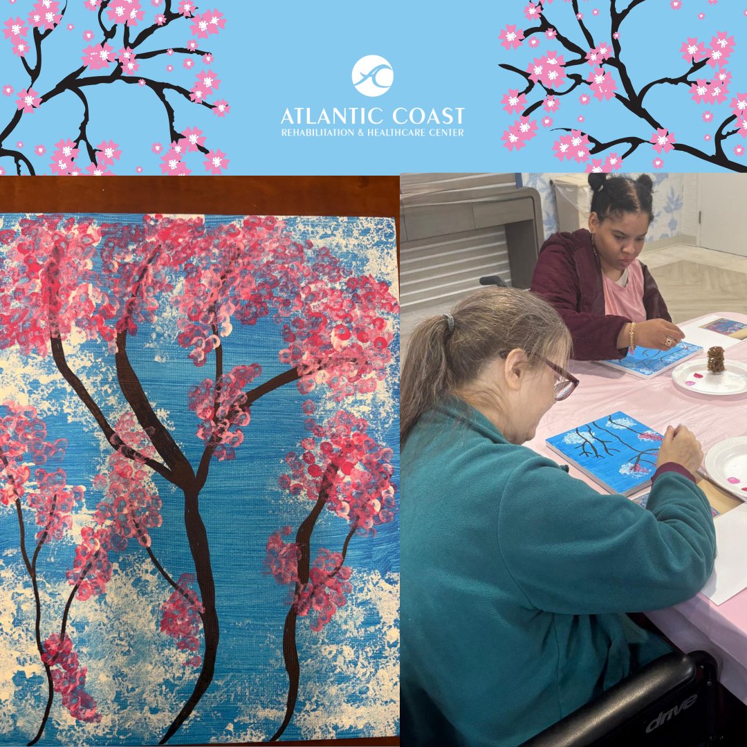 AtlanticCoastNJ's tweet image. Blooming with creativity and joy! 🌸 Our residents brought spring to life with their beautiful cherry blossom paintings.

#CherryBlossom #ResidentArt #CreativeAging #ArtTherapy #SpringVibes #SeniorLiving #ArtInCare #JoyfulMoments #CommunityCreativity
