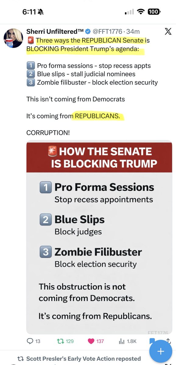 JOgalstad's tweet image. #SaveAmericaAct 

#MakeTimeForTheStandingFilibuster

why hasn’t this been voted on already?

ReMove McConnell &amp;amp; all roadblocks

Vote on 1 bill a day to codify Trump’s EOs &amp;amp; agenda. Work Sat, 60+ hrs a week 

@VP 
#CallRecessForAppointments 
 #OveruleOrNewParliamentarian 
ArtI,S3