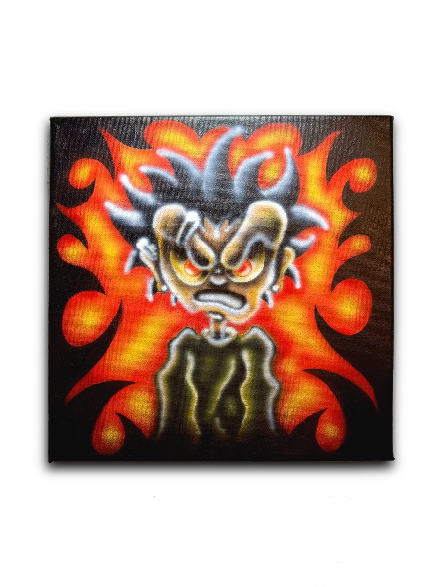 snakdraws's tweet photo. BLAZE 

10x10 airbrush on canvas https://t.co/7we1gxJIsE