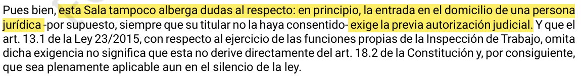 zerrazoi's tweet photo. @FaberCaste35251 Ahí voy, ¿cómo va a ser contrario al derecho a la inviolabilidad del domicilio si ni el TC, el TJUE o el TEDH se han pronunciado sobre la entrada y registro de la Inspección de Trabajo en el domicilio social de las empresas? El propio TS no alberga dudas de que tiene dudas jajaja https://t.co/UBPgwCOITC
